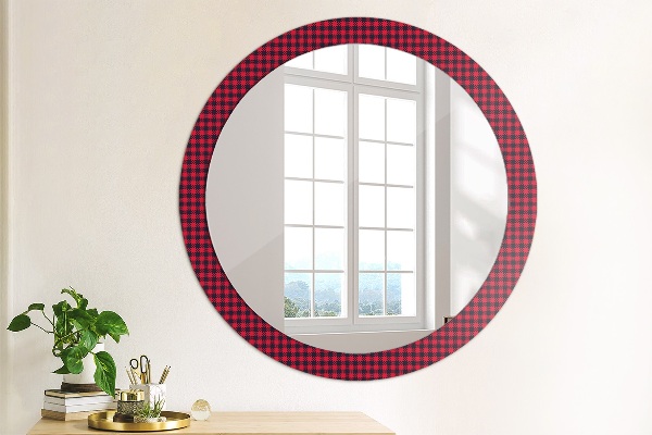 Miroir rond cadre avec impression Calandre rouge
