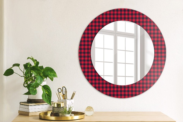 Miroir rond cadre avec impression Calandre rouge