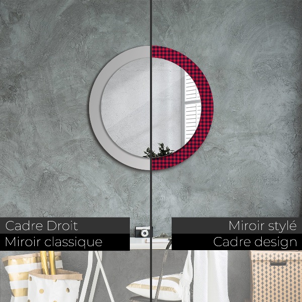 Miroir rond cadre avec impression Calandre rouge