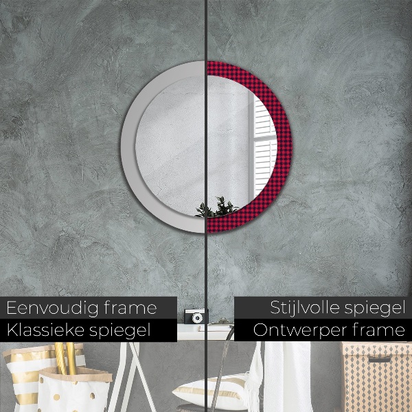 Miroir rond cadre avec impression Calandre rouge