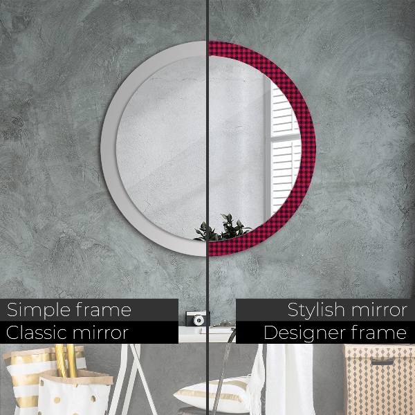 Miroir rond cadre avec impression Calandre rouge