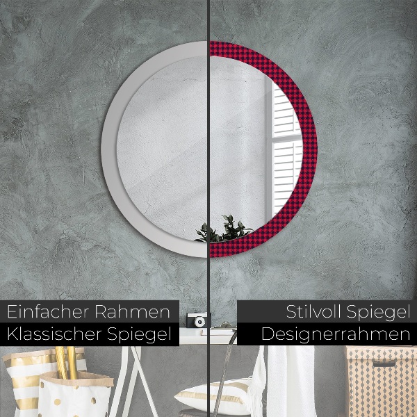 Miroir rond cadre avec impression Calandre rouge