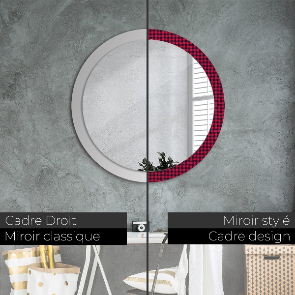 Miroir rond cadre avec impression Calandre rouge