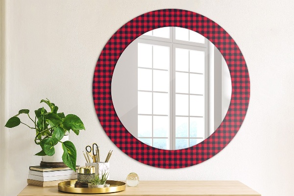 Miroir rond cadre avec impression Calandre rouge