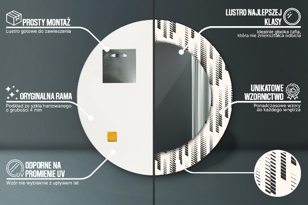 Miroir rond avec décoration Motif rayé