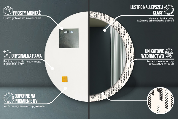 Miroir rond avec décoration Motif rayé