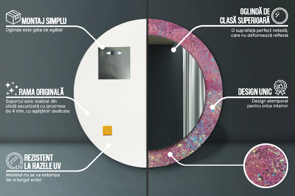 Miroir rond avec décoration Festival des couleurs