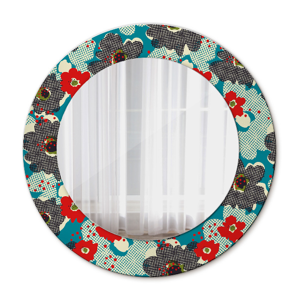Miroir rond avec décoration Motif de fleurs rétro