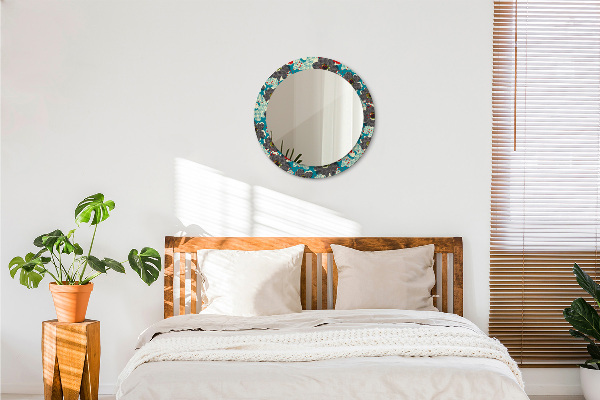Miroir rond avec décoration Motif de fleurs rétro