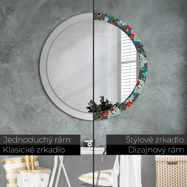 Miroir rond avec décoration Motif de fleurs rétro