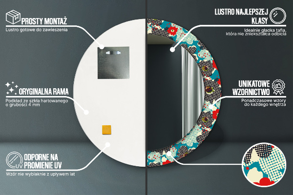 Miroir rond avec décoration Motif de fleurs rétro