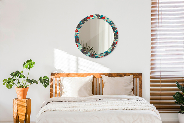 Miroir rond avec décoration Motif de fleurs rétro