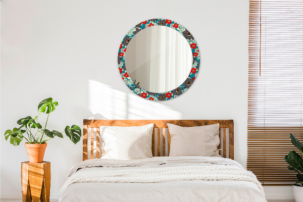 Miroir rond avec décoration Motif de fleurs rétro