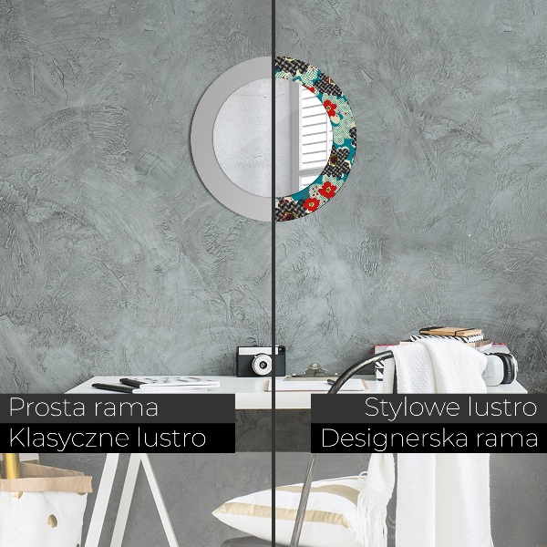 Miroir rond avec décoration Motif de fleurs rétro