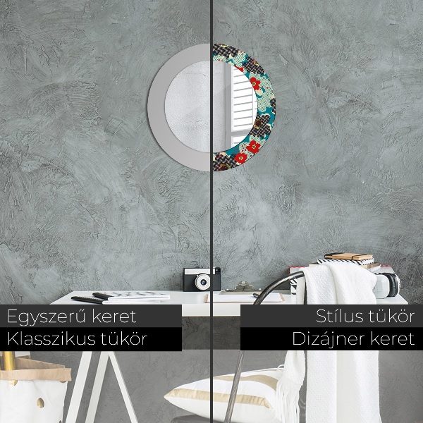 Miroir rond avec décoration Motif de fleurs rétro