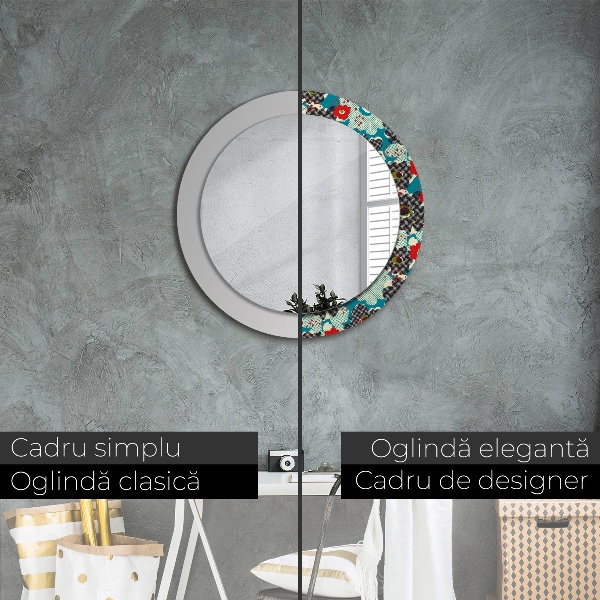 Miroir rond avec décoration Motif de fleurs rétro