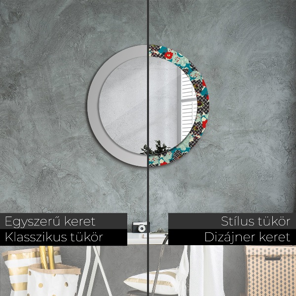Miroir rond avec décoration Motif de fleurs rétro