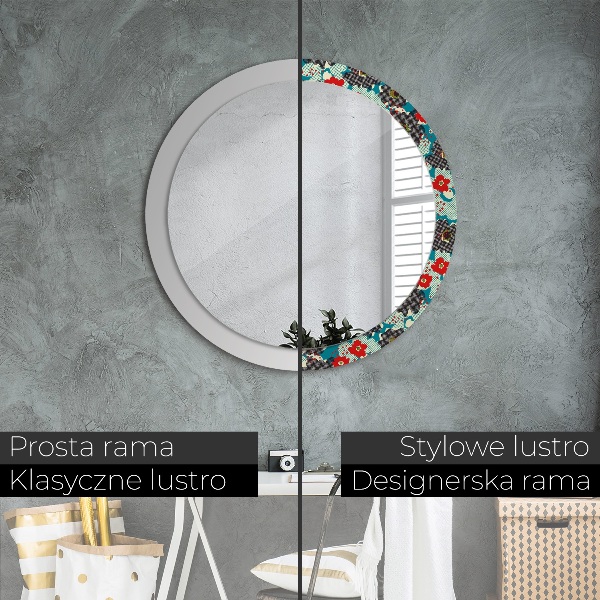 Miroir rond avec décoration Motif de fleurs rétro