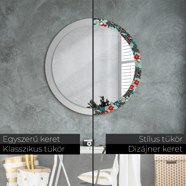 Miroir rond avec décoration Motif de fleurs rétro