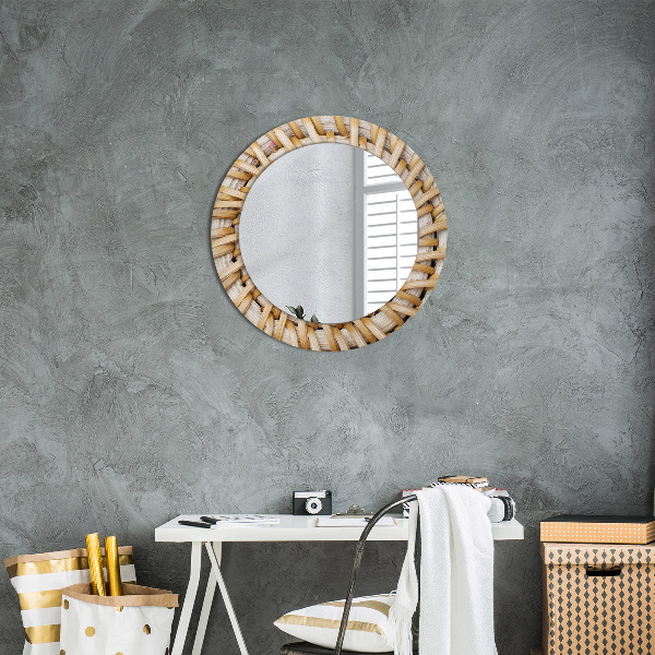 Miroir rond avec décoration Tresse naturelle