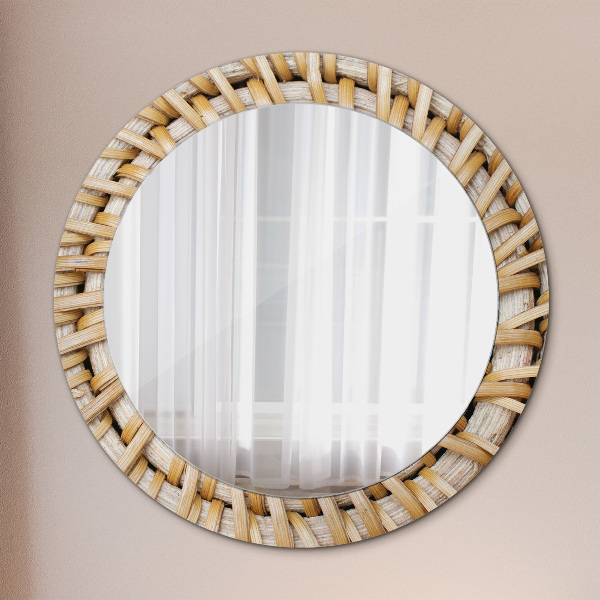 Miroir rond avec décoration Tresse naturelle