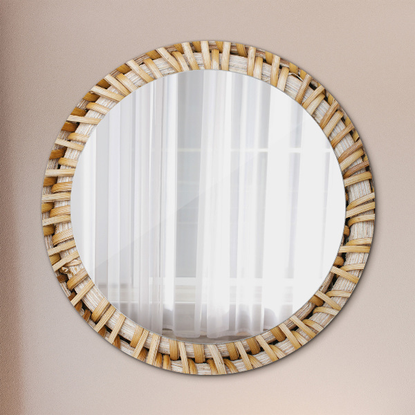 Miroir rond avec décoration Tresse naturelle