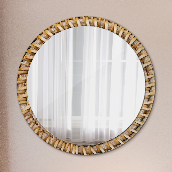 Miroir rond avec décoration Tresse naturelle