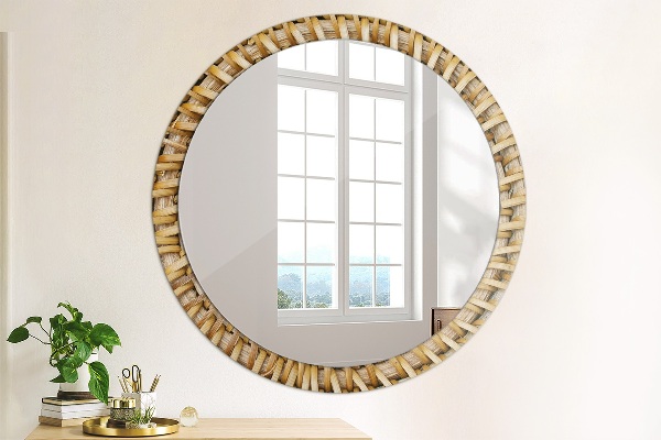 Miroir rond avec décoration Tresse naturelle