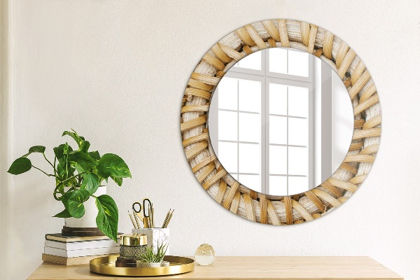 Miroir rond avec décoration Tresse naturelle