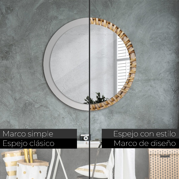 Miroir rond avec décoration Tresse naturelle