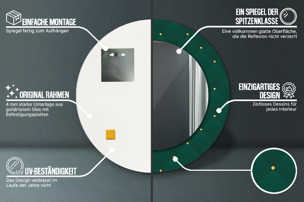 Miroir rond avec décoration Modèle de luxe vert