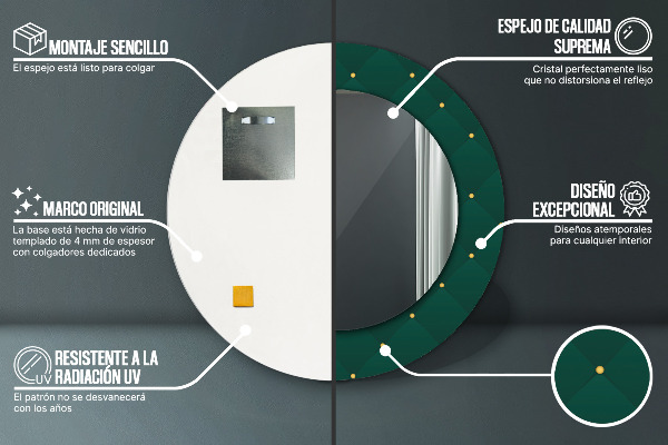 Miroir rond avec décoration Modèle de luxe vert