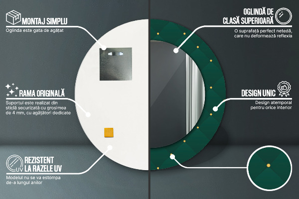 Miroir rond avec décoration Modèle de luxe vert