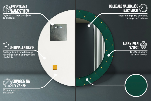 Miroir rond avec décoration Modèle de luxe vert