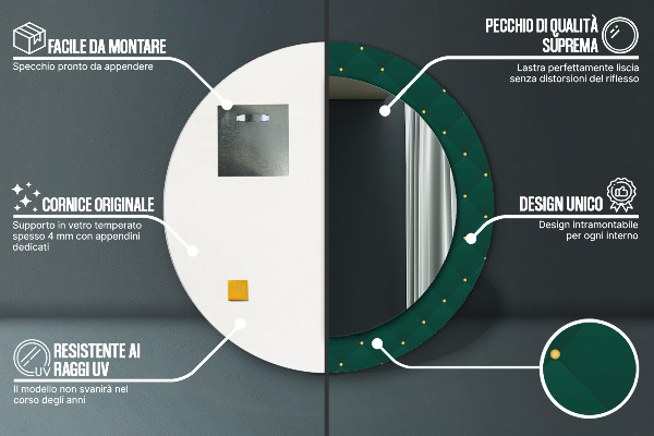 Miroir rond avec décoration Modèle de luxe vert
