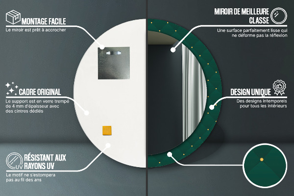 Miroir rond avec décoration Modèle de luxe vert