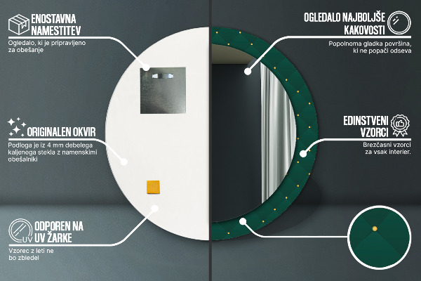 Miroir rond avec décoration Modèle de luxe vert