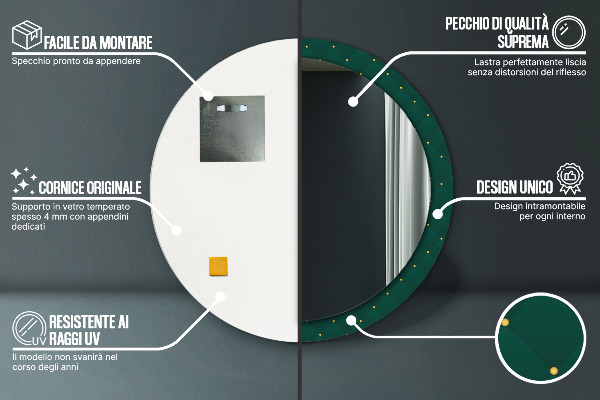 Miroir rond avec décoration Modèle de luxe vert