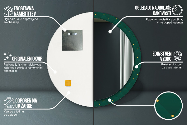 Miroir rond avec décoration Modèle de luxe vert