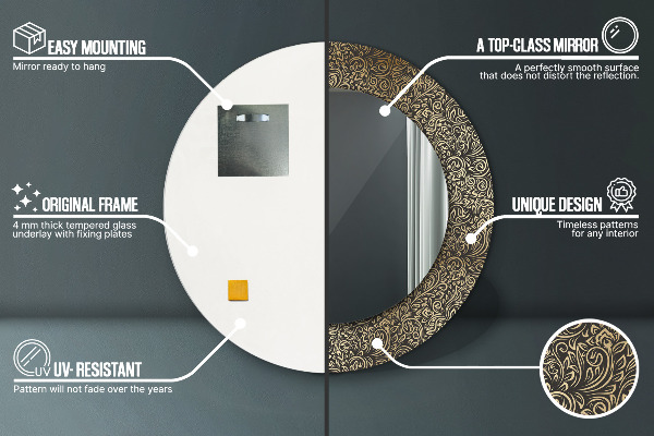 Miroir rond avec décoration Ornements dorés