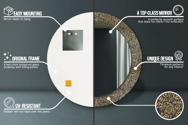 Miroir rond avec décoration Ornements dorés