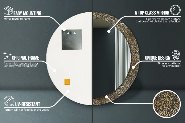 Miroir rond avec décoration Ornements dorés