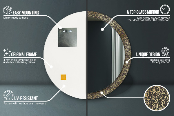 Miroir rond avec décoration Ornements dorés