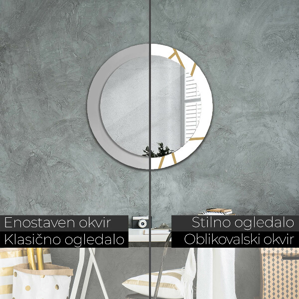 Miroir rond imprimé Composition linéaire