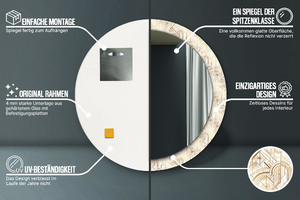 Miroir rond imprimé Composition art déco