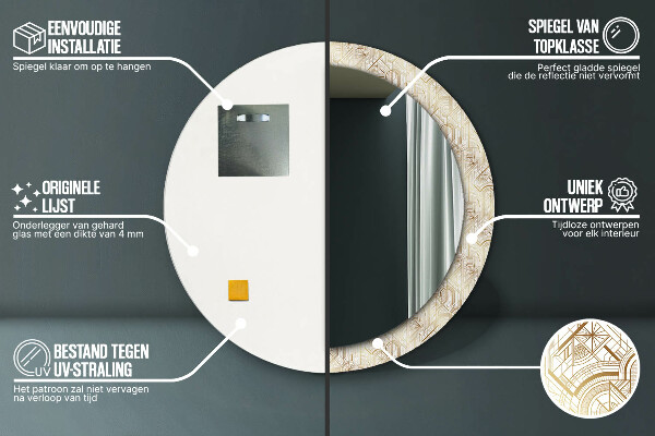 Miroir rond imprimé Composition art déco