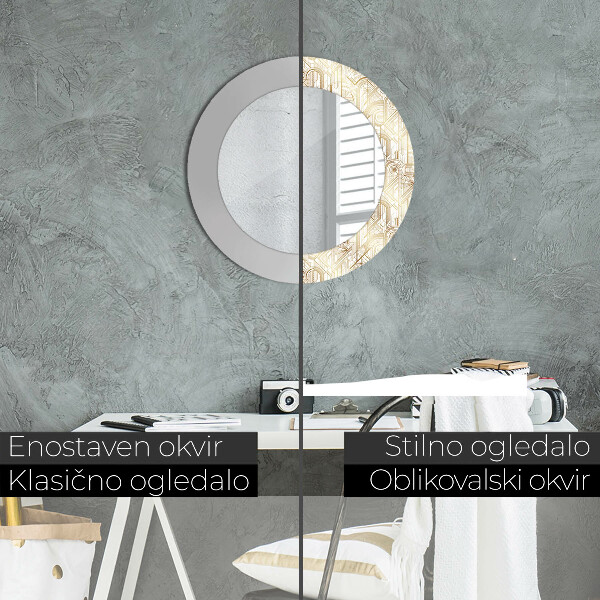 Miroir rond imprimé Composition art déco