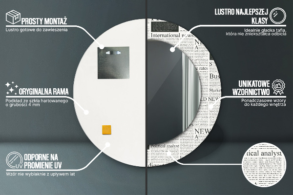 Miroir rond imprimé Modèle des journaux