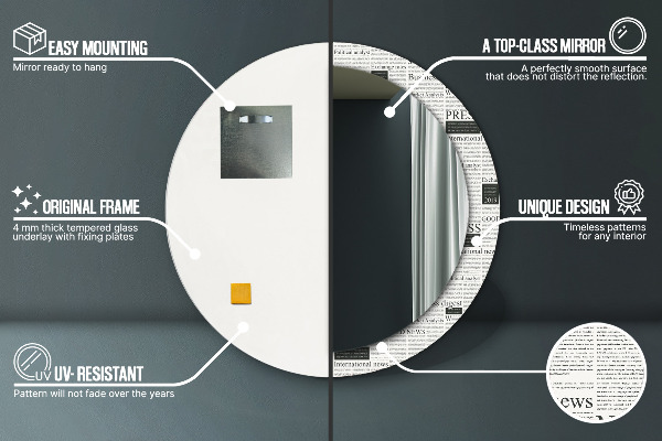 Miroir rond imprimé Modèle des journaux
