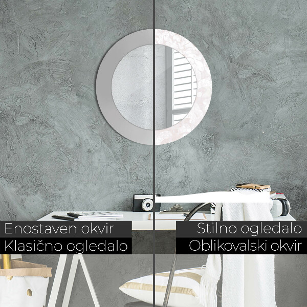 Miroir rond imprimé Texture roccoco délicate